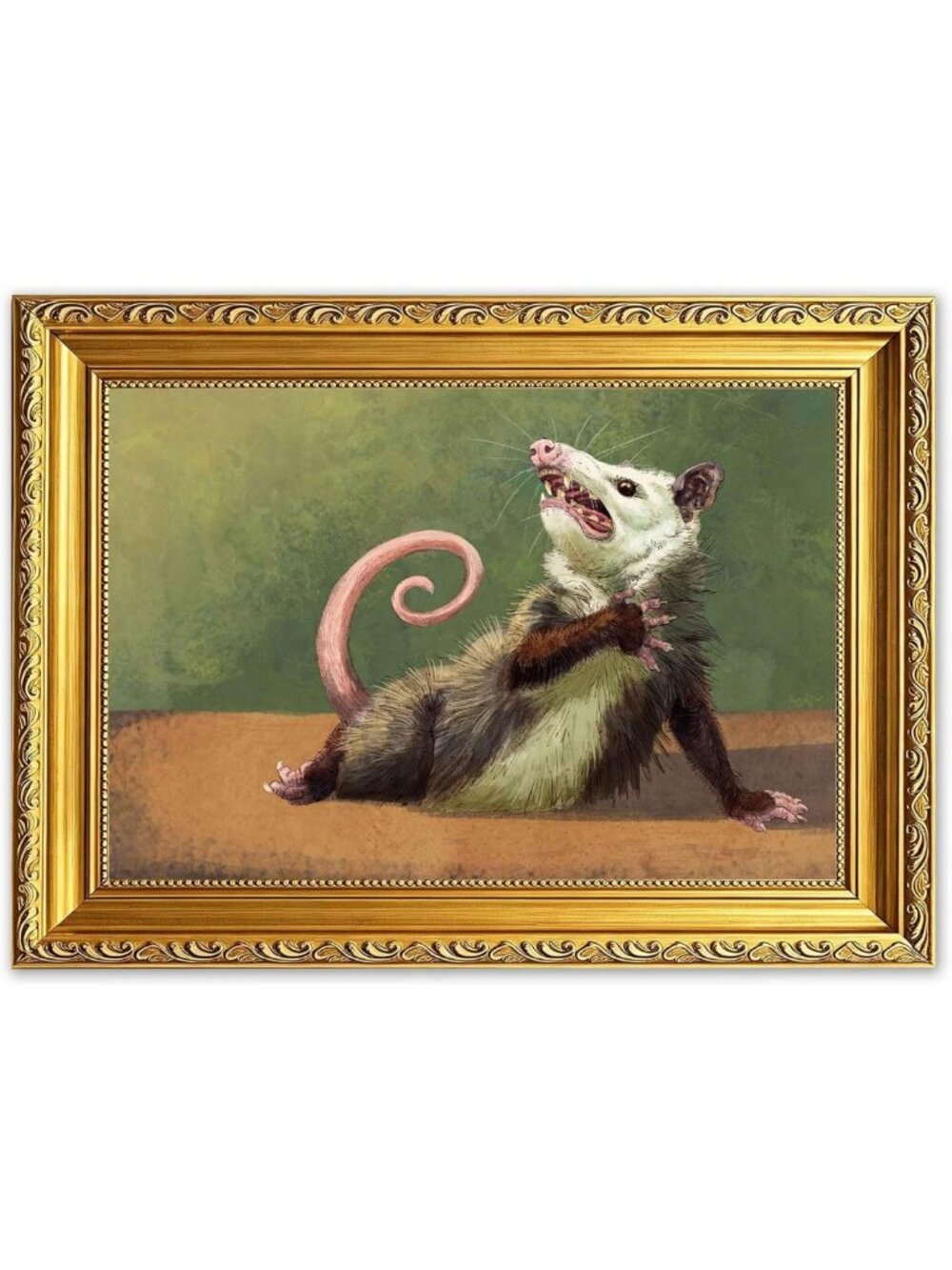 Funny Opossum Canvas Wall Art - Quirky Animal Decor for Living Room & Office
